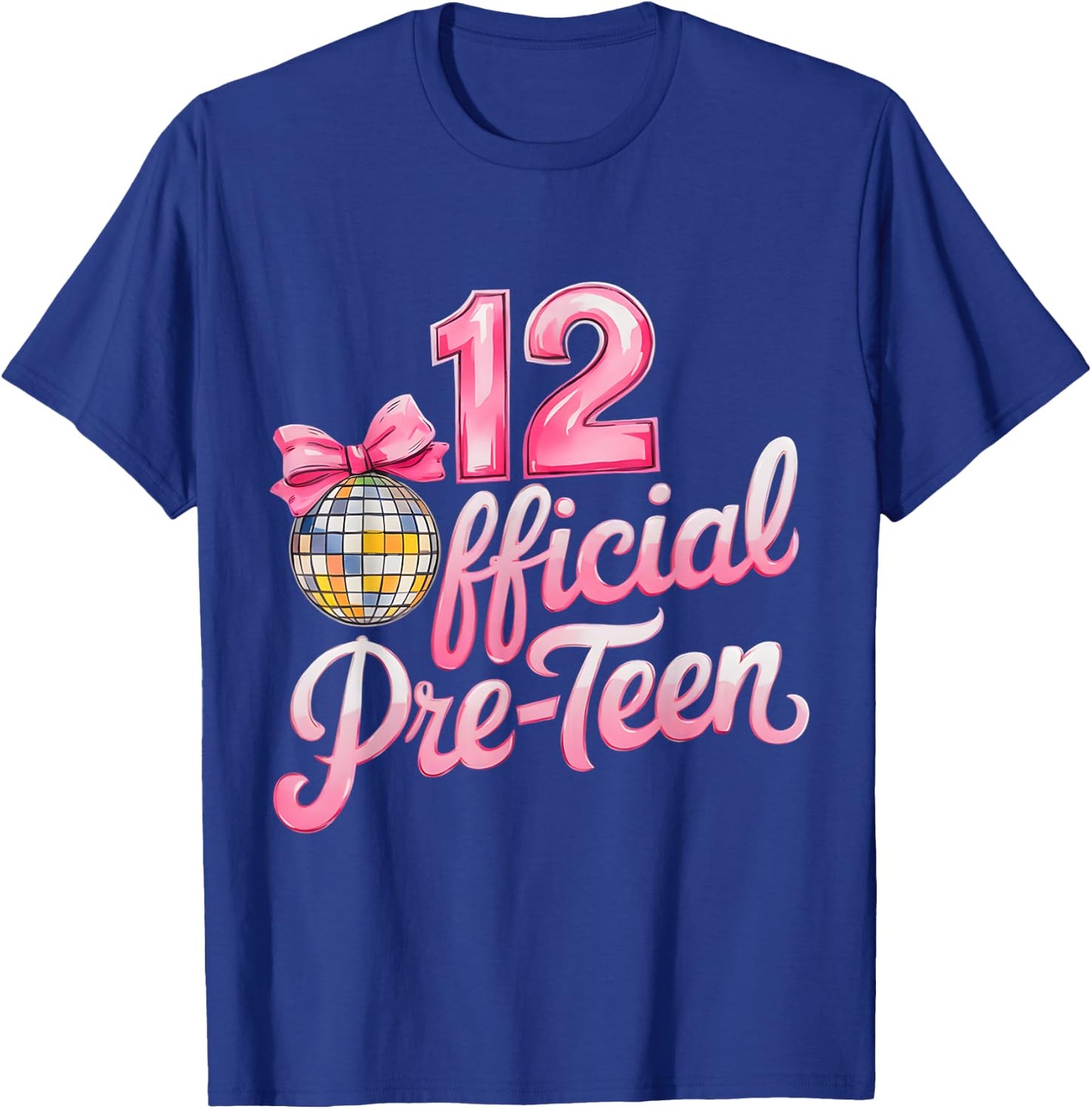 12 Official Pre-Teen 12th Birthday Girl Disco Bow 12 Years T-Shirt - T-Shirt | Royal