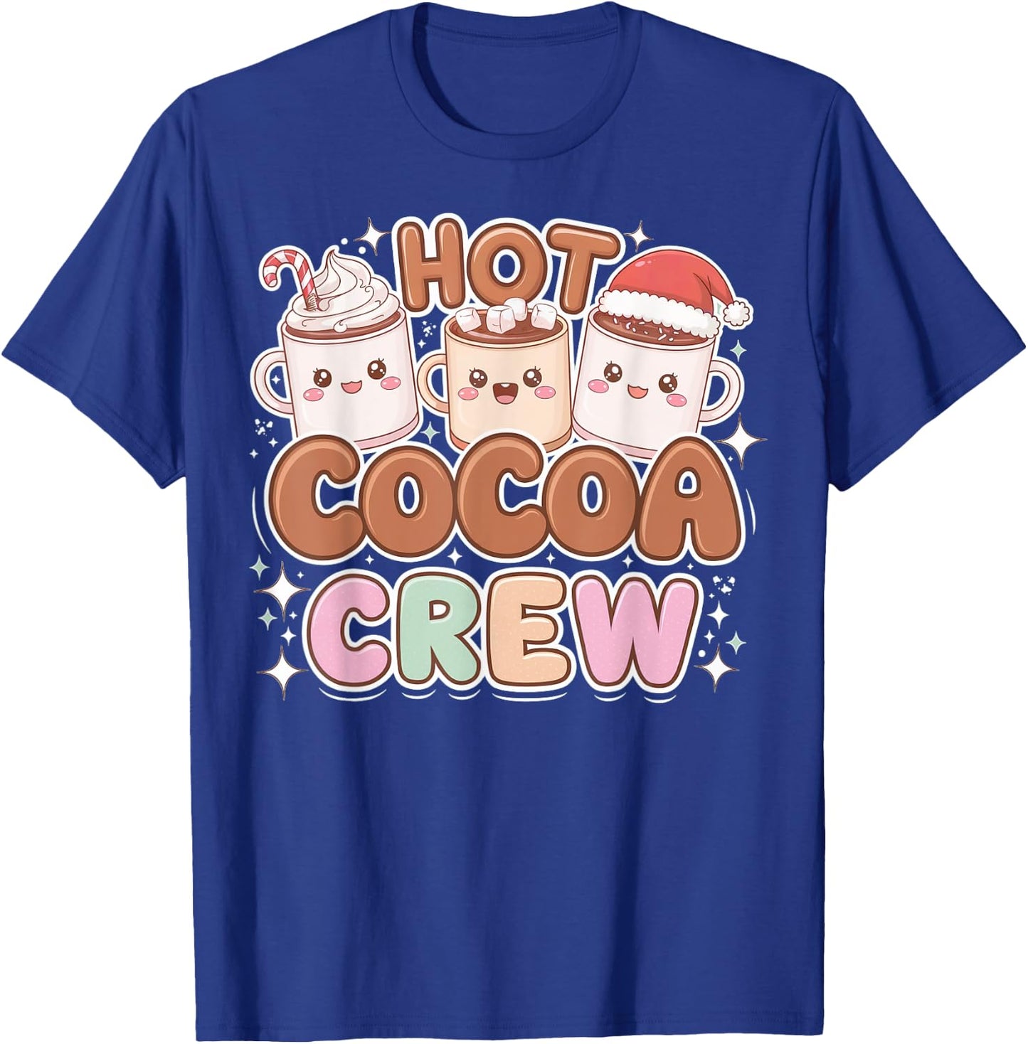 Funny Christmas Hot Cocoa and Marshmallow Crew T-Shirt - T-Shirt | Royal