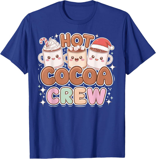 Funny Christmas Hot Cocoa and Marshmallow Crew T-Shirt - T-Shirt | Royal