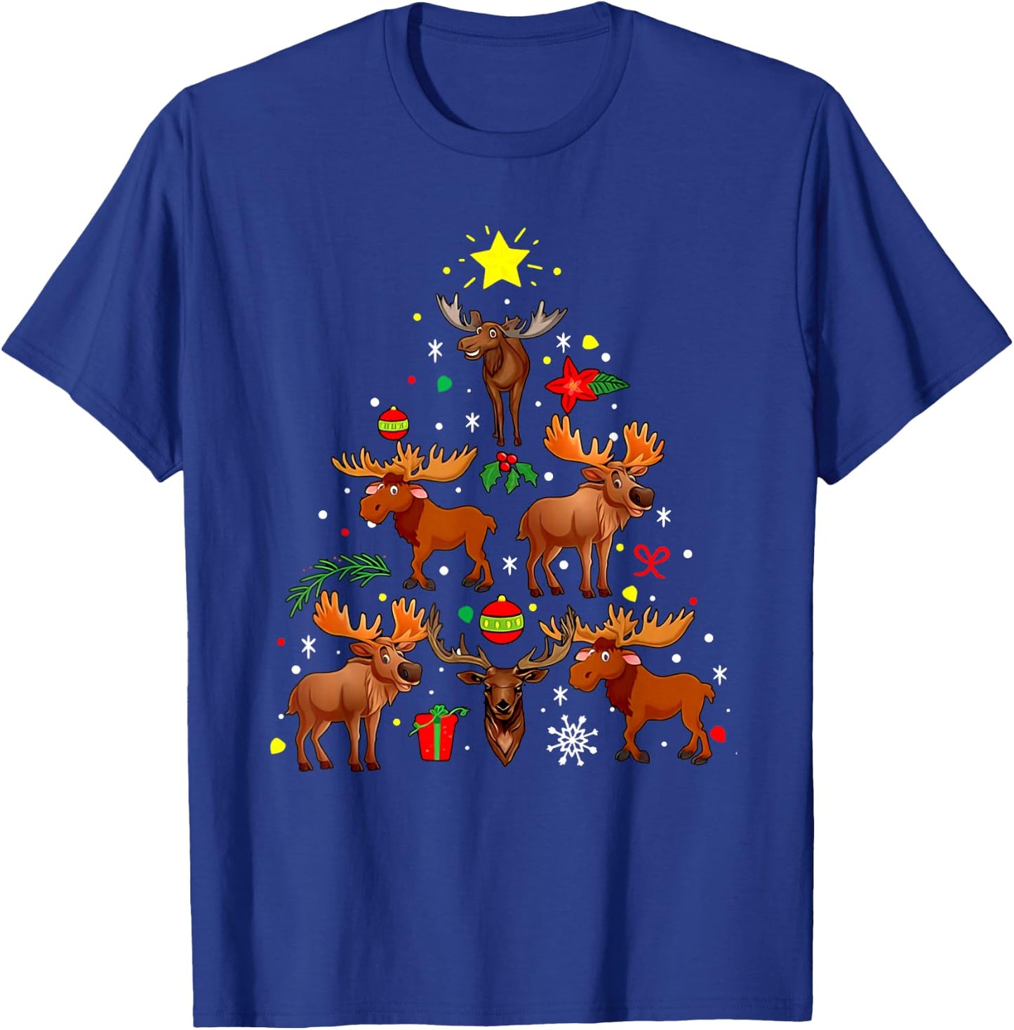 Family Pajama Sets Christmas Matching Moose Xmas Tree Cute T-Shirt - T-Shirt | Royal