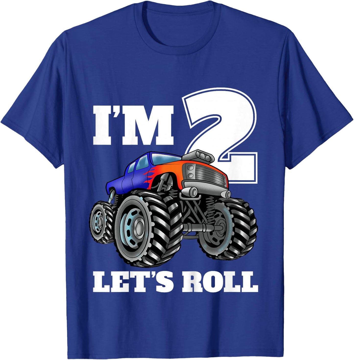 Kids Monster Truck 2nd Birthday Boy 2 Two Year Old T-Shirt - T-Shirt | Royal