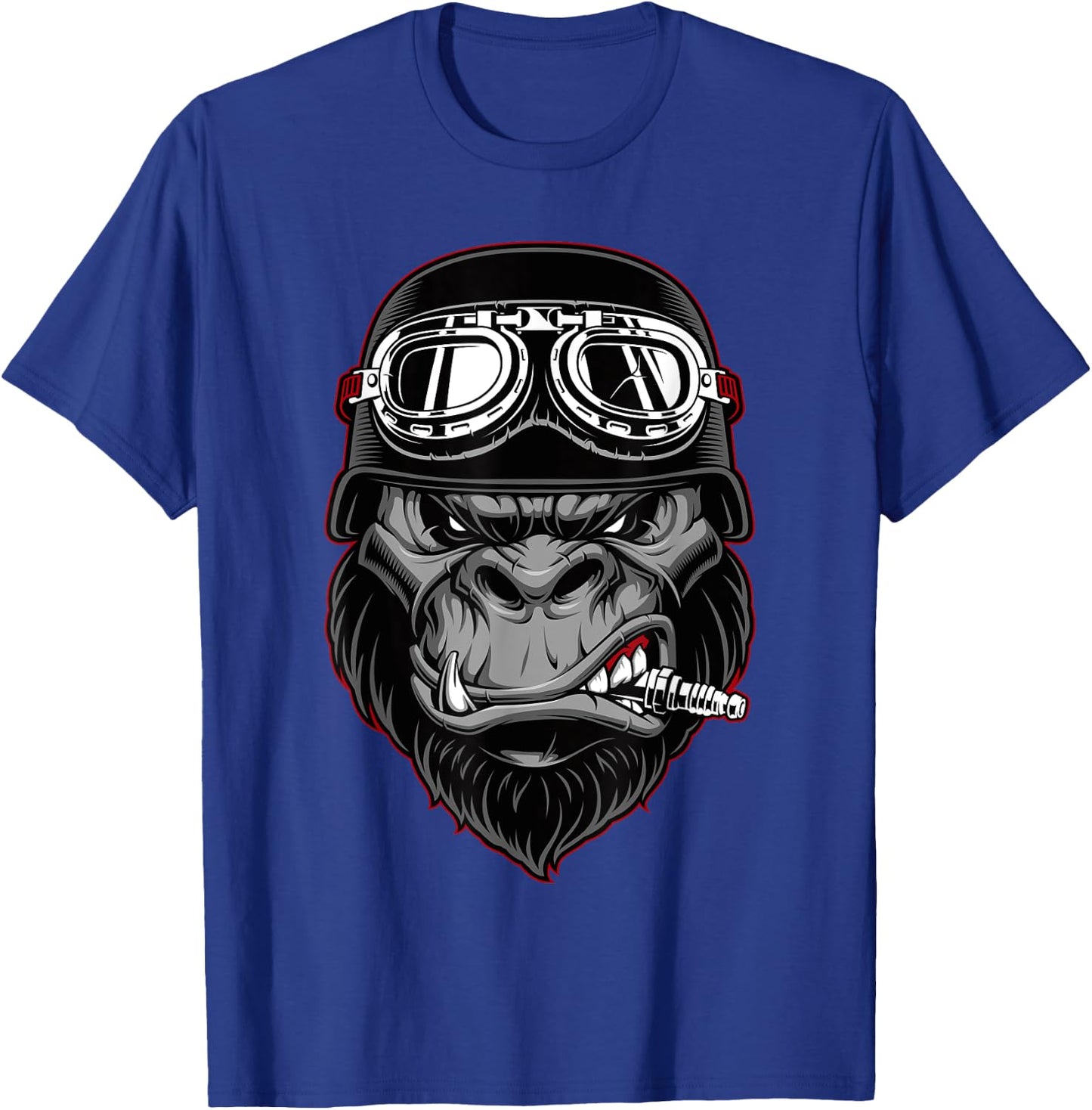Biker Gorilla Motorcycle Silver Back Monkey Gift T-Shirt - T-Shirt | Royal