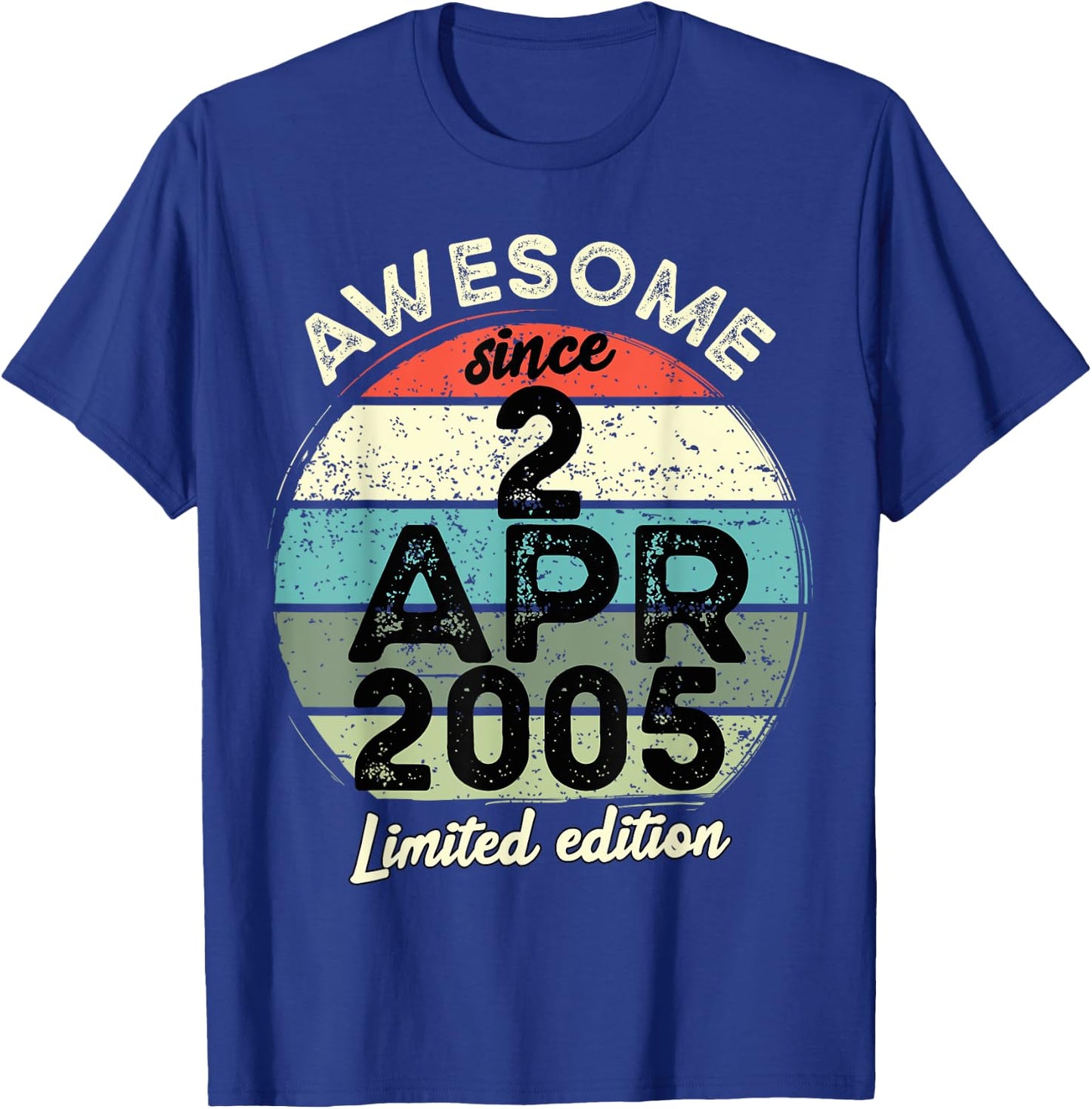 2 April 2005 20th Birthday 20 Year Old 2025 Birthday T-Shirt - T-Shirt | Royal