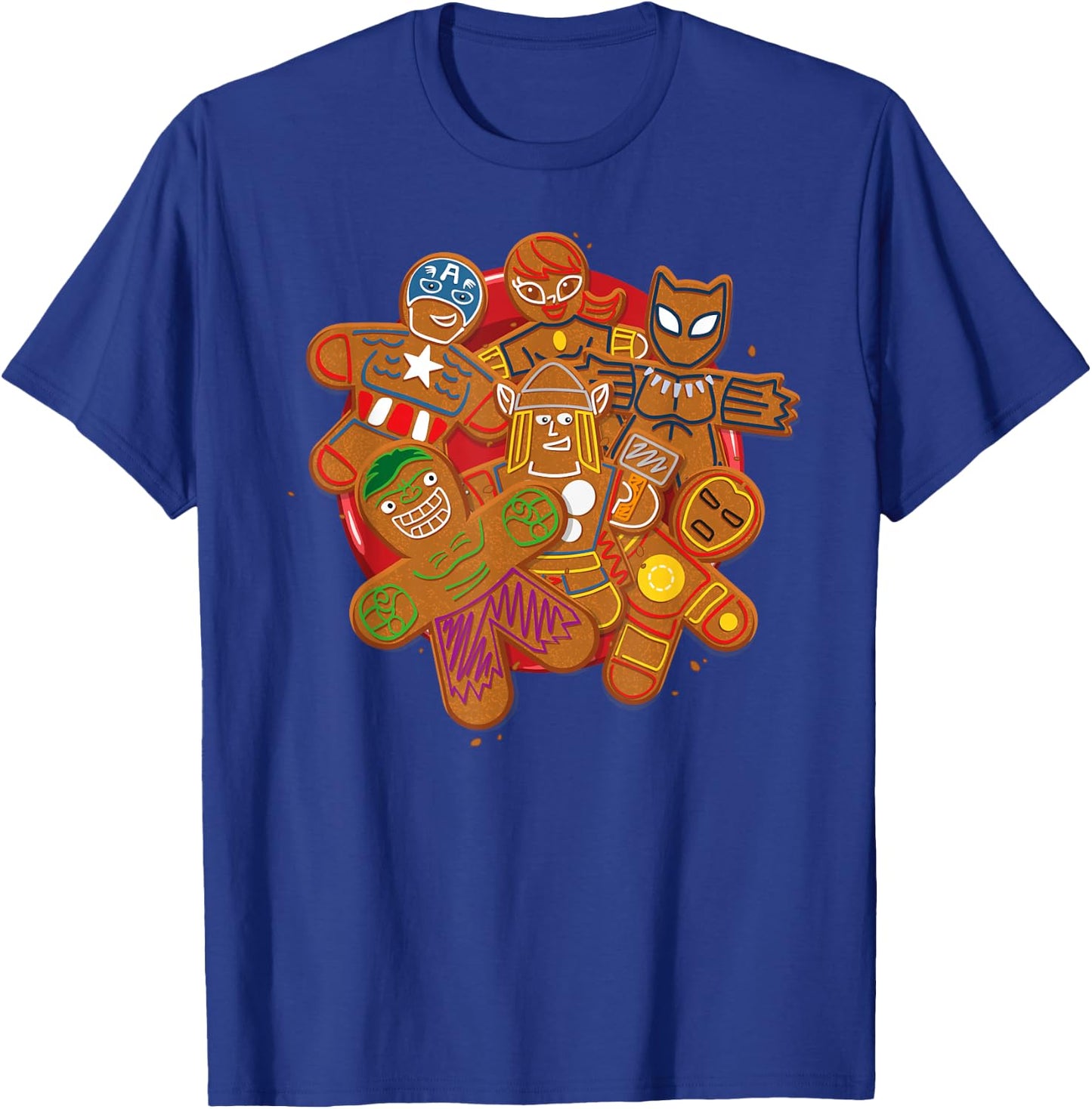 Marvel Avengers Gingerbread Cookie Plate Holiday T-Shirt - T-Shirt | Royal