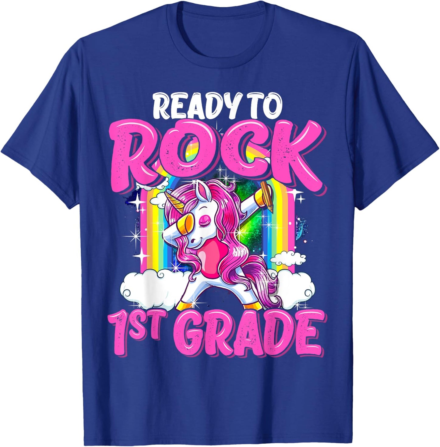 Ready To Rock 1st Grade Dabbing Unicorn Back To School Girls T-Shirt - T-Shirt | Royal