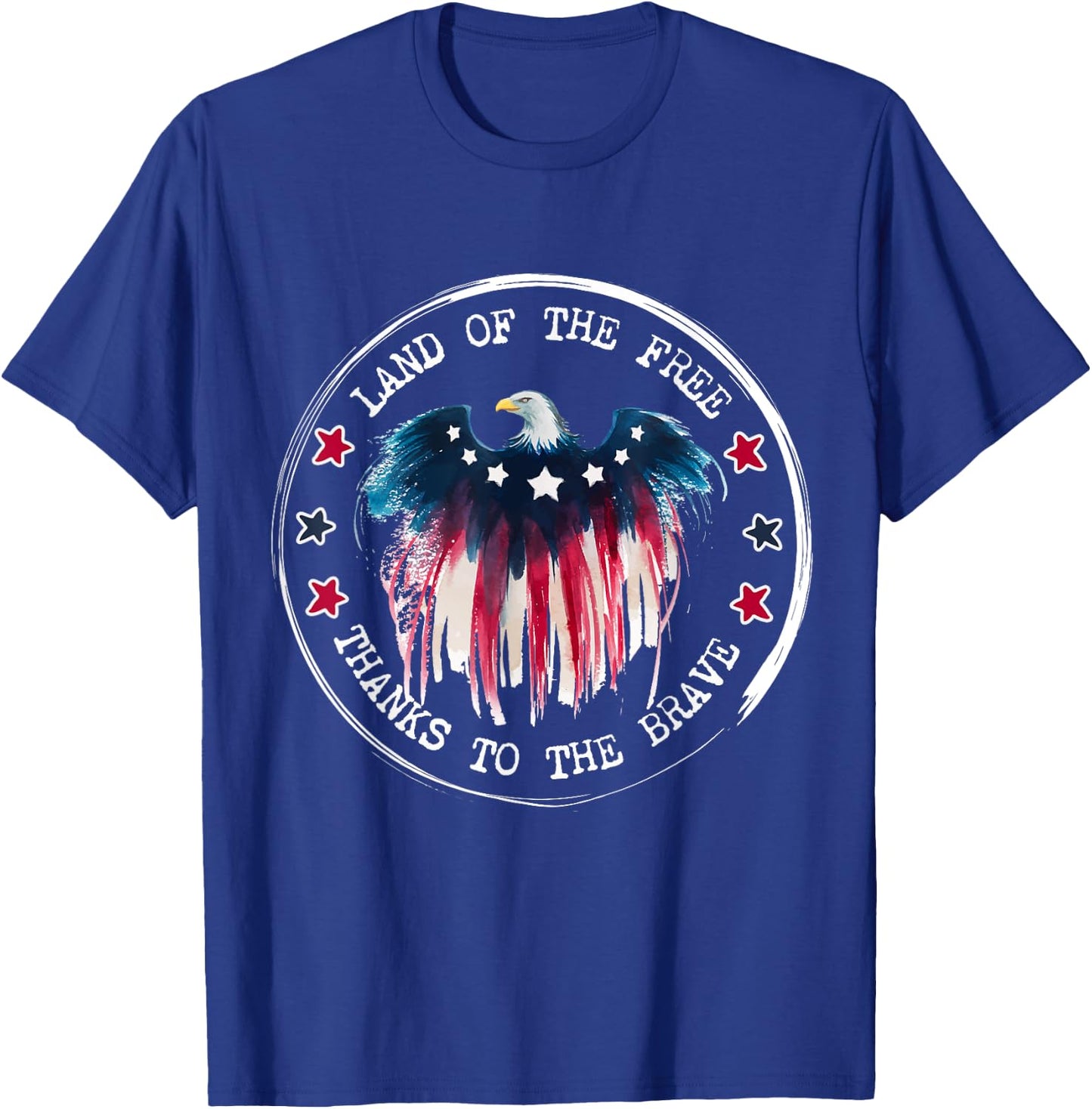 Land of the Free Thanks to Brave American Eagle Flag T-Shirt - T-Shirt | Royal