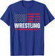 US Flag Wrestling American Flag Wrestling Wrestle Vintage T-Shirt - T-Shirt | Royal