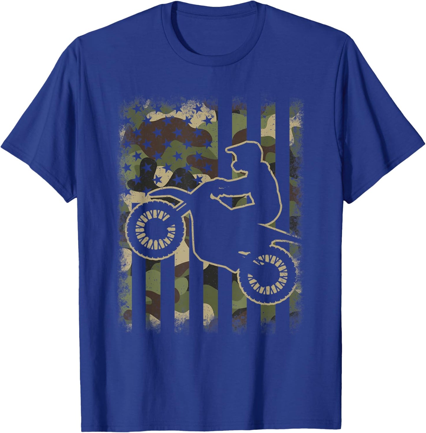 Motocross American Flag Dirt Bike Lover Men Women Kids T-Shirt - T-Shirt | Royal