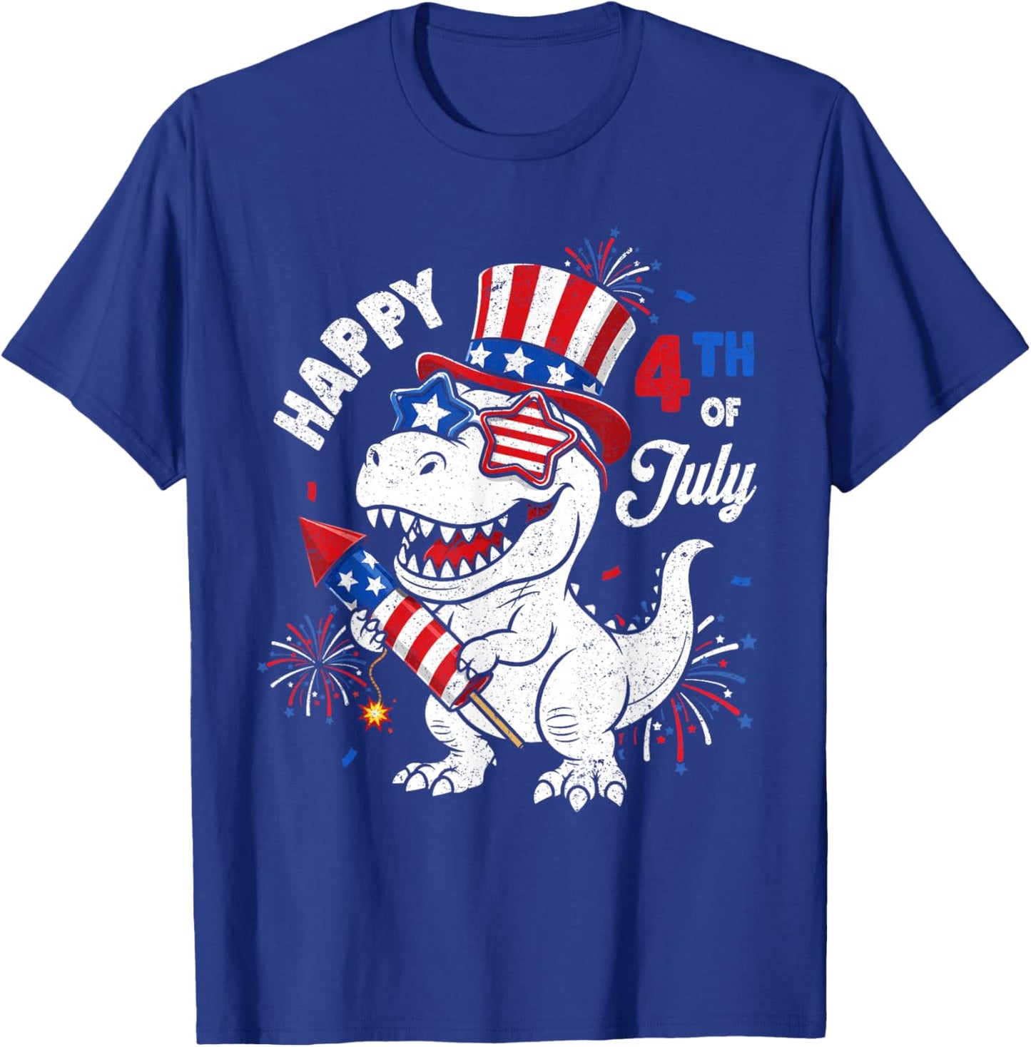 Funny 4th of July T-Rex Dino Dinosaur Patriotic Toddler Boys T-Shirt - T-Shirt | Royal