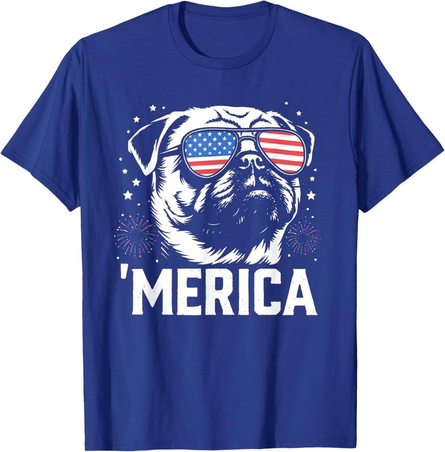 Merica Pug 4th of July T-Shirt - T-Shirt | Royal