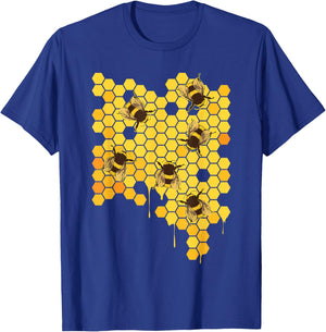 Honey Bee Hive Honeycomb Beekeeping Beekeeper Gift T-Shirt - T-Shirt | Royal