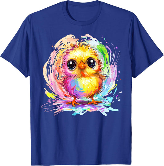Cute Colorful Chick Rainbow Splash T-Shirt - T-Shirt | Royal