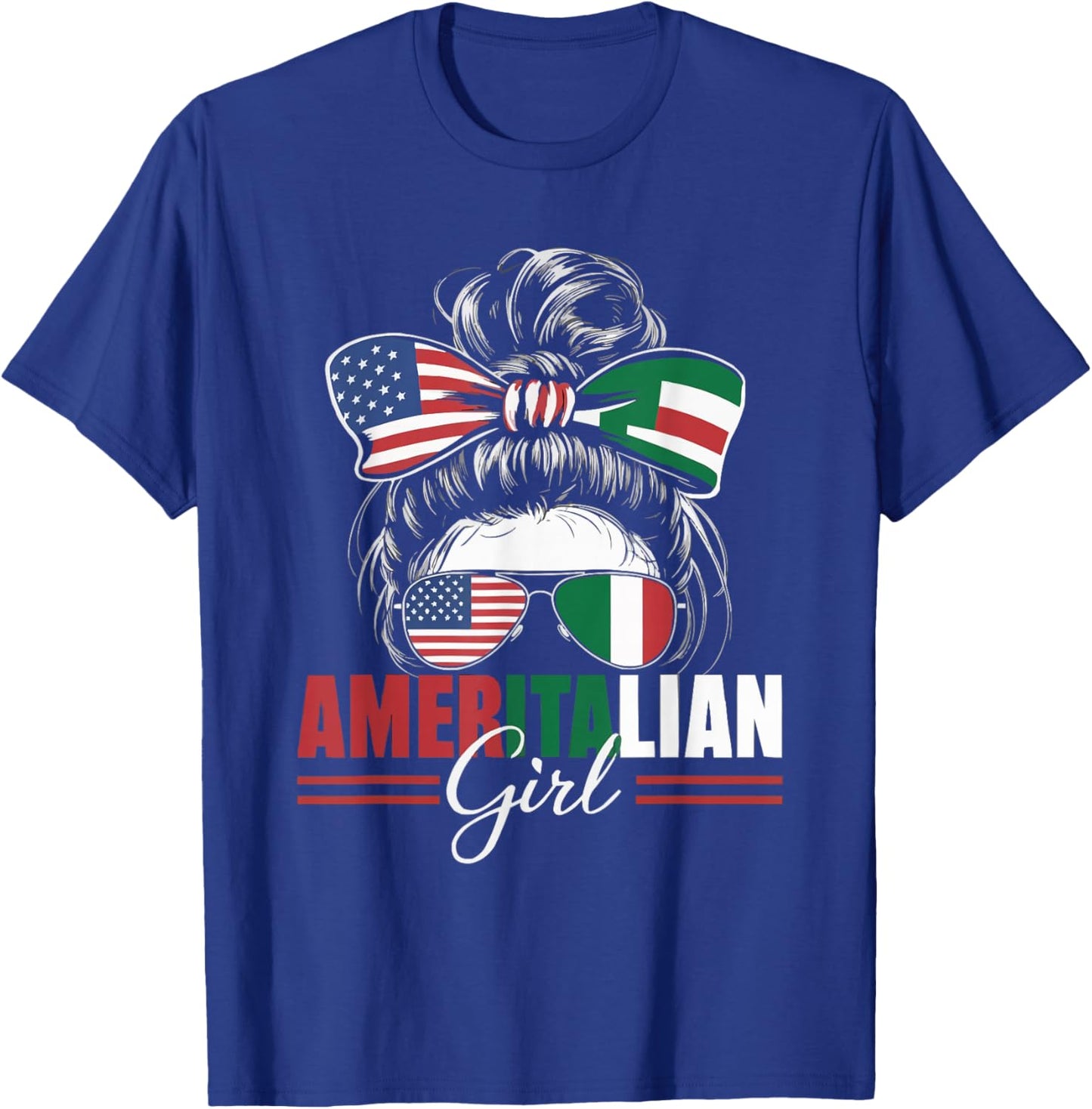 Half Italian Half American USA Flag Italy America T-Shirt - T-Shirt | Royal