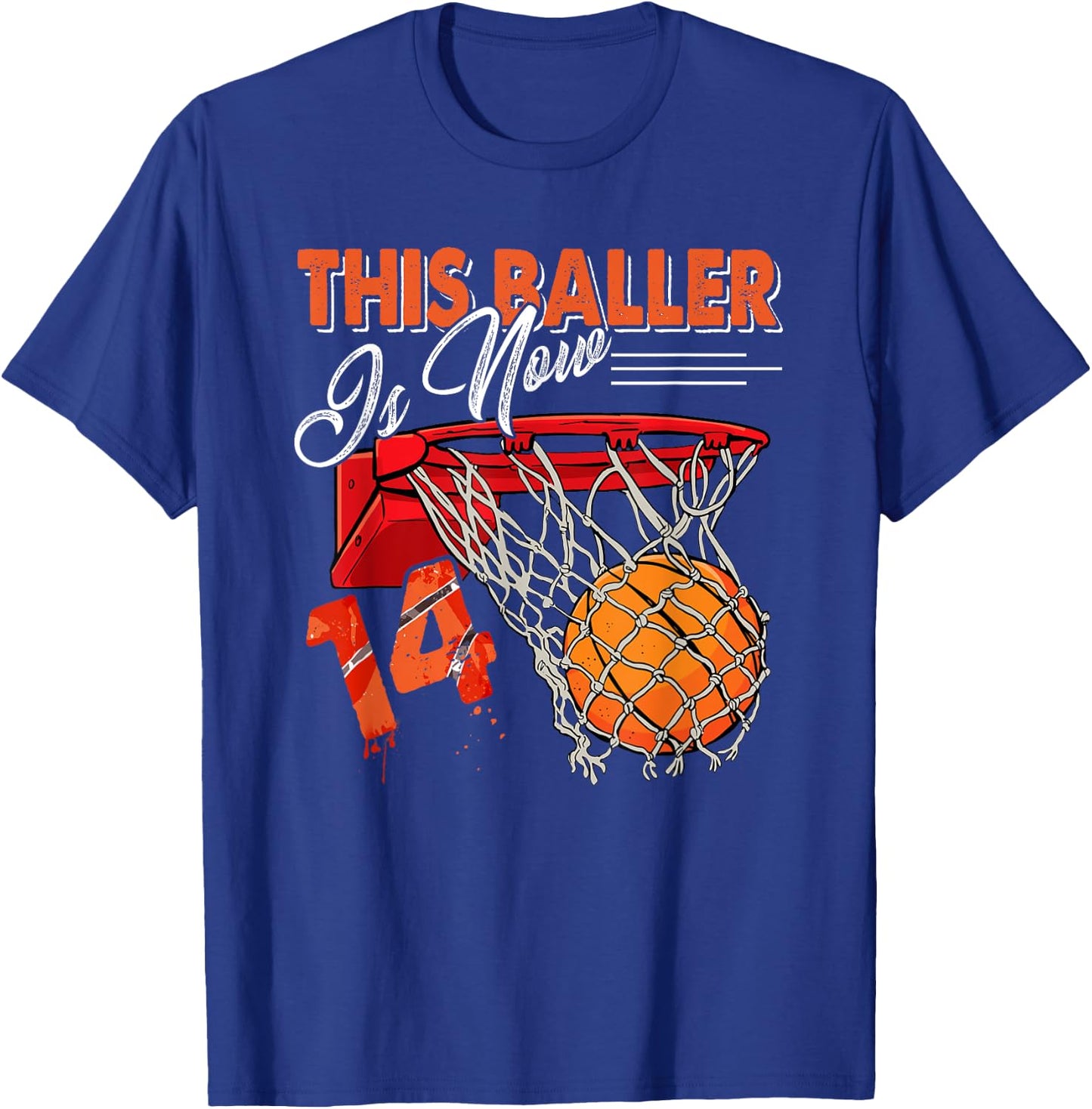 14th Birthday Basketball Funny 14 Years Old Kids Gift T-Shirt - T-Shirt | Royal