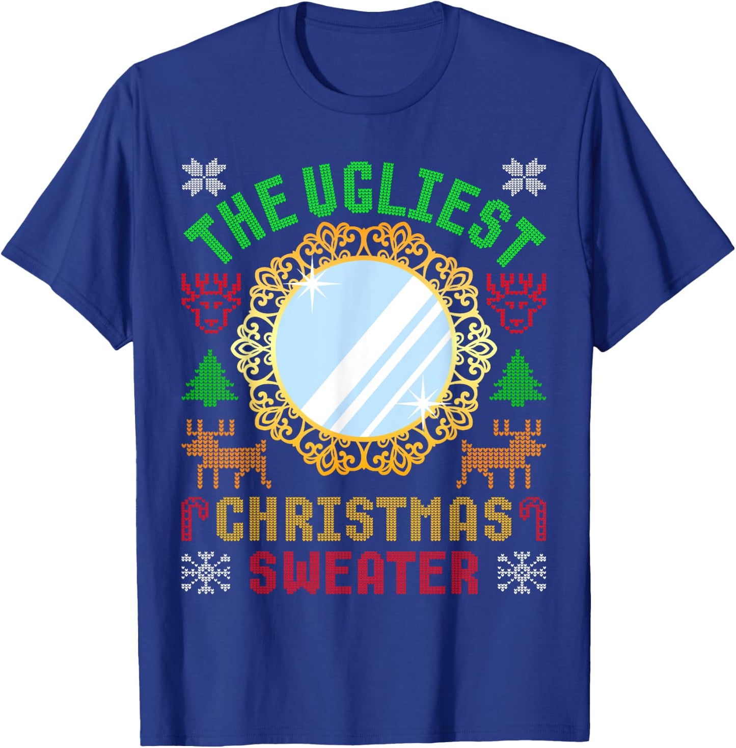 The Ugliest Ugly Christmas Sweater With Mirror Funny Xmas T-Shirt - T-Shirt | Royal