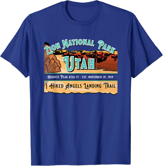 Zion National Park I Hiked Angels Landing Trail Souvenir T-Shirt - T-Shirt | Royal