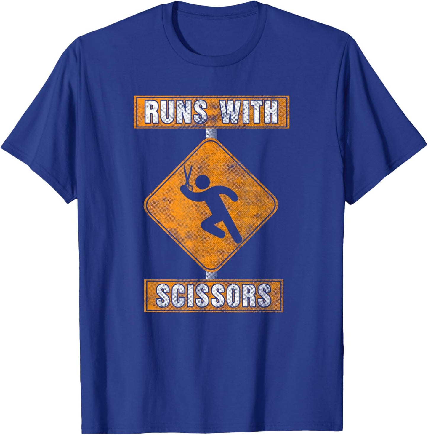 Runs With Scissors Look Out Warning t shirt T-Shirt - T-Shirt | Royal