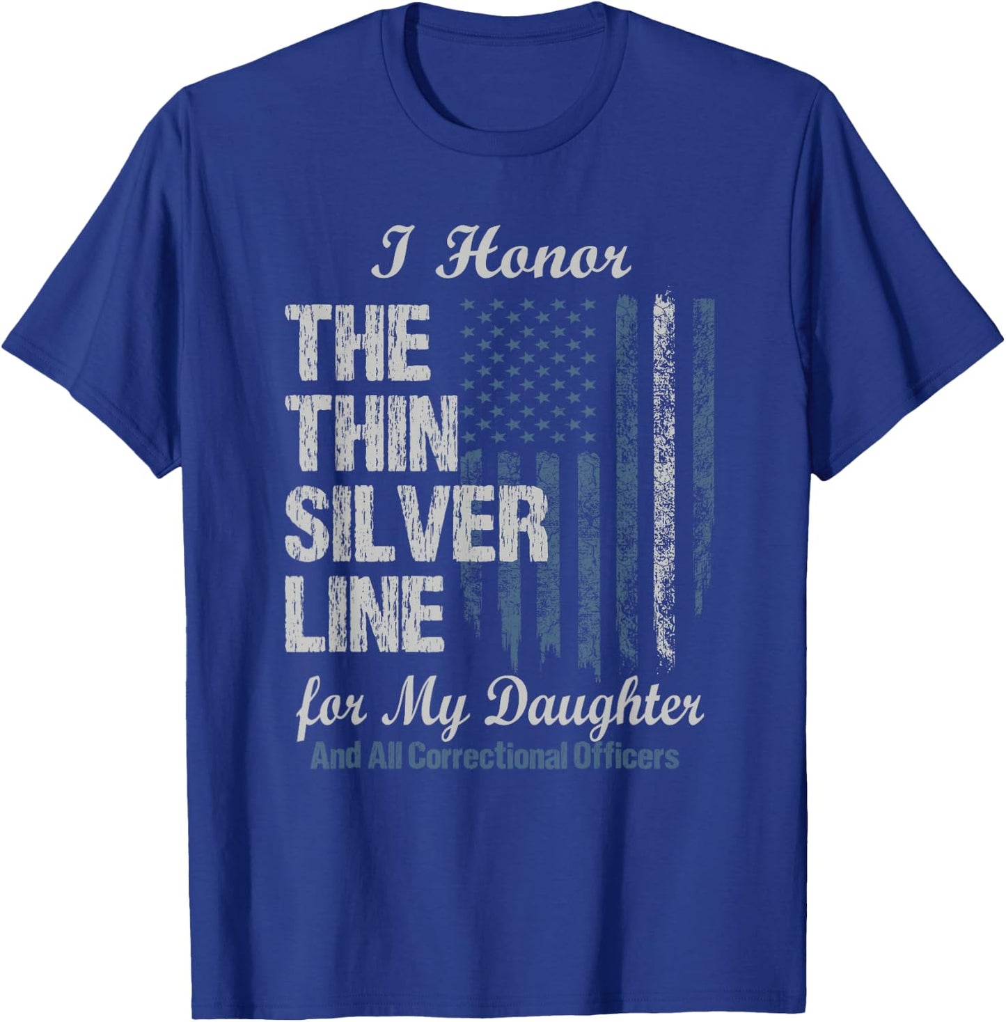 Correctional Officer Daughter - Thin Silver Line Corrections T-Shirt - T-Shirt | Royal