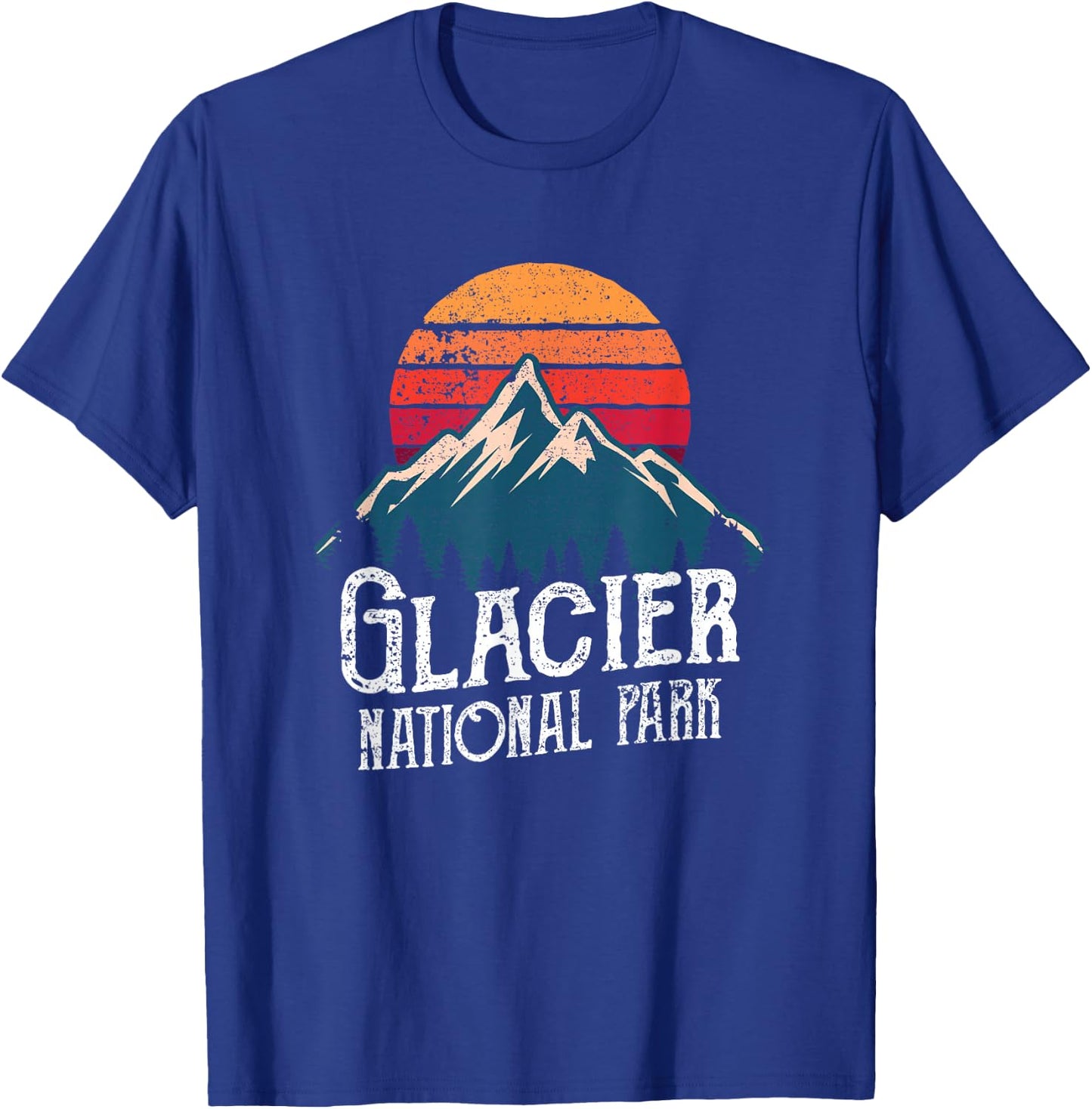 Retro Vintage Glacier National Park Montana Mountain T Shirt T-Shirt - T-Shirt | Royal