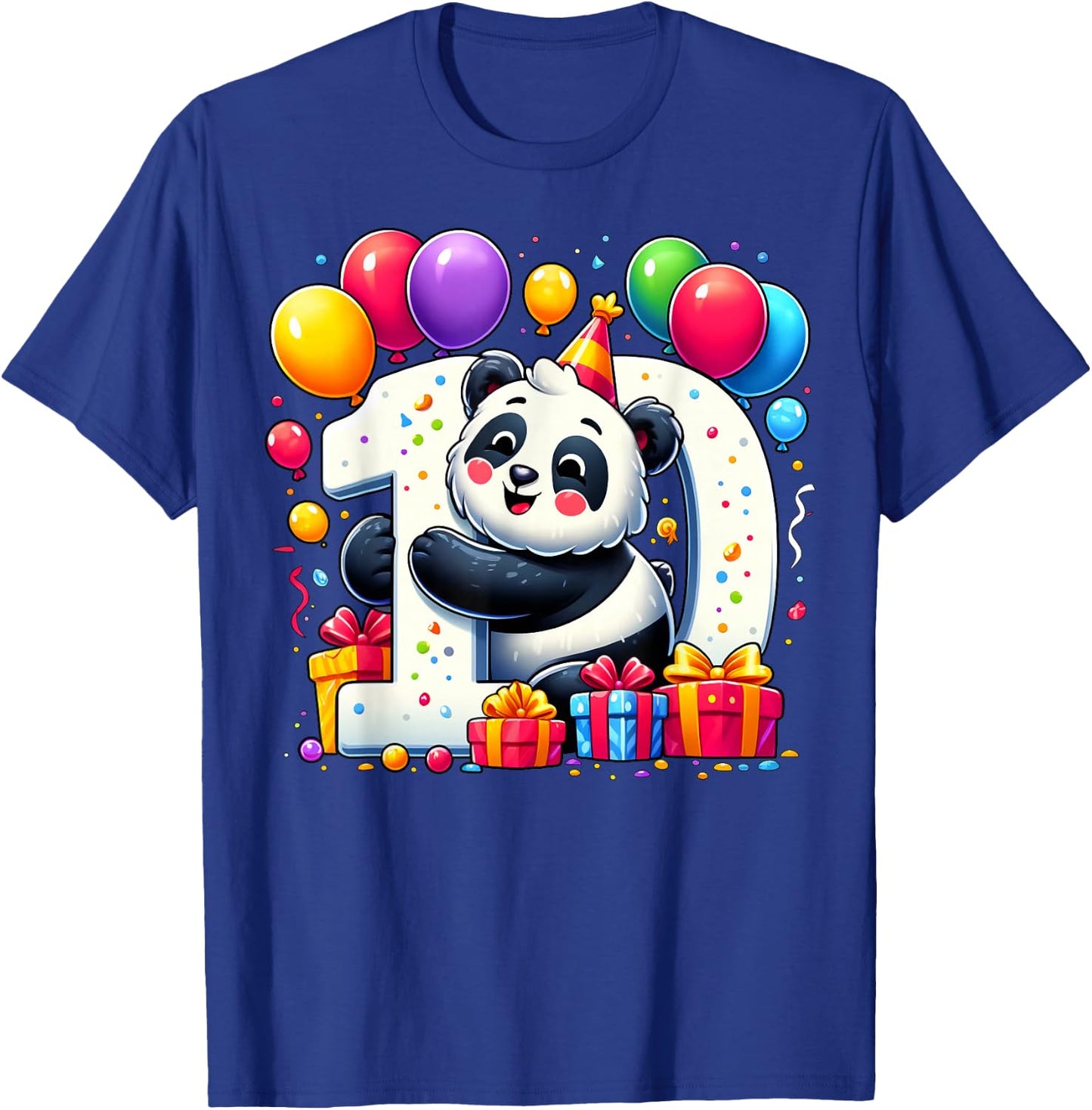 Panda 10th birthday boy girl 10 years old tenth ten Panda T-Shirt - T-Shirt | Royal