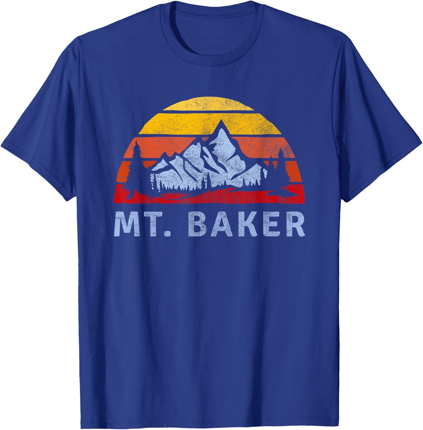 Mt. Baker Retro Mountain Sunset design T-Shirt - T-Shirt | Royal