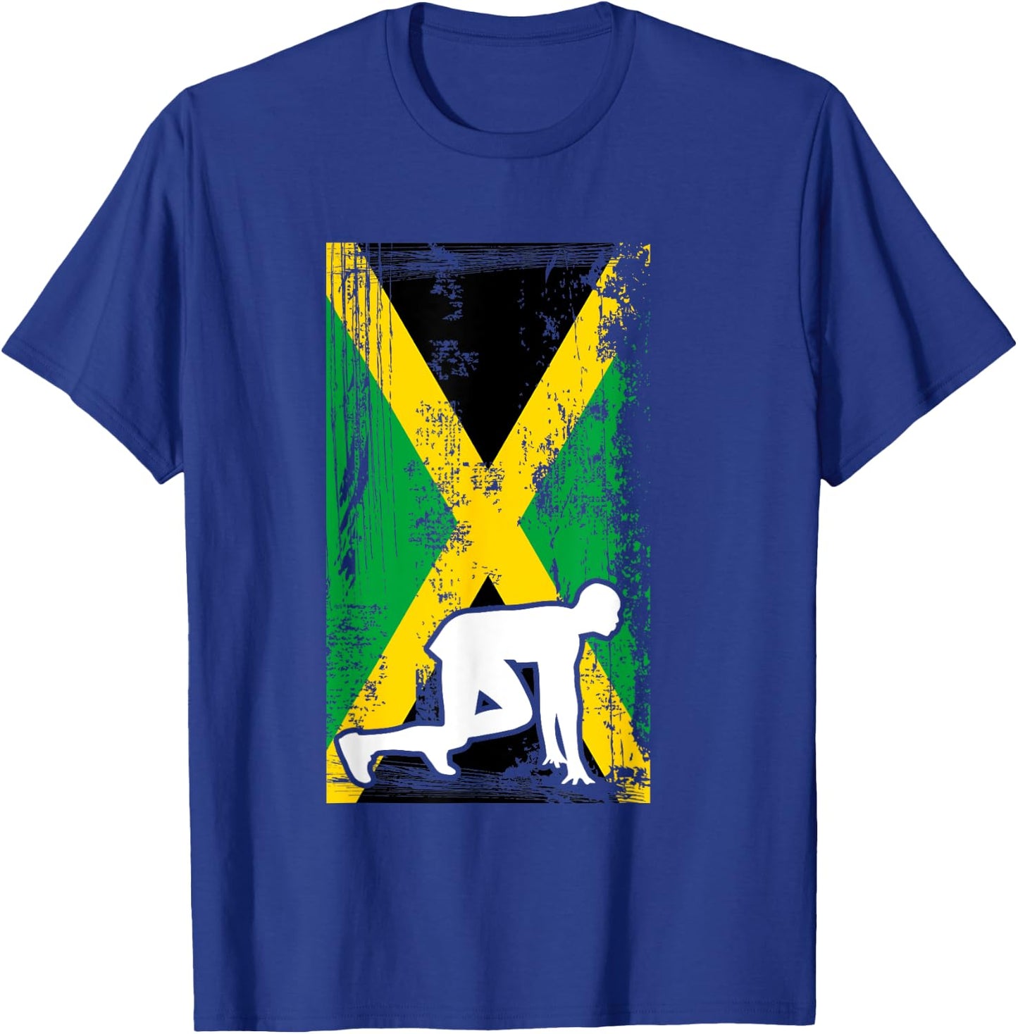 Jamaica Track & Field Country Flag Silhouette Sport T-Shirt - T-Shirt | Royal