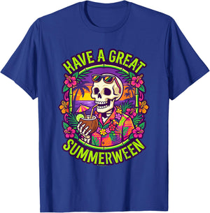 Vintage Retro Skeleton Have A Great Summerween T-Shirt - T-Shirt | Royal