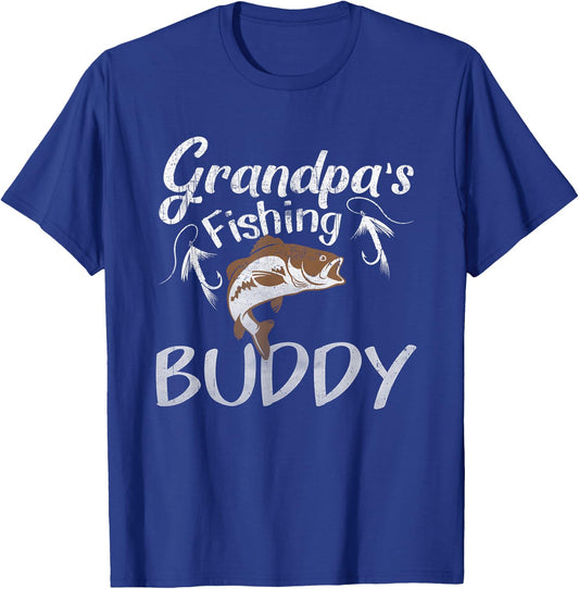 Grandpa's Fishing Buddy Grandson Granddaughter T-Shirt - T-Shirt | Royal