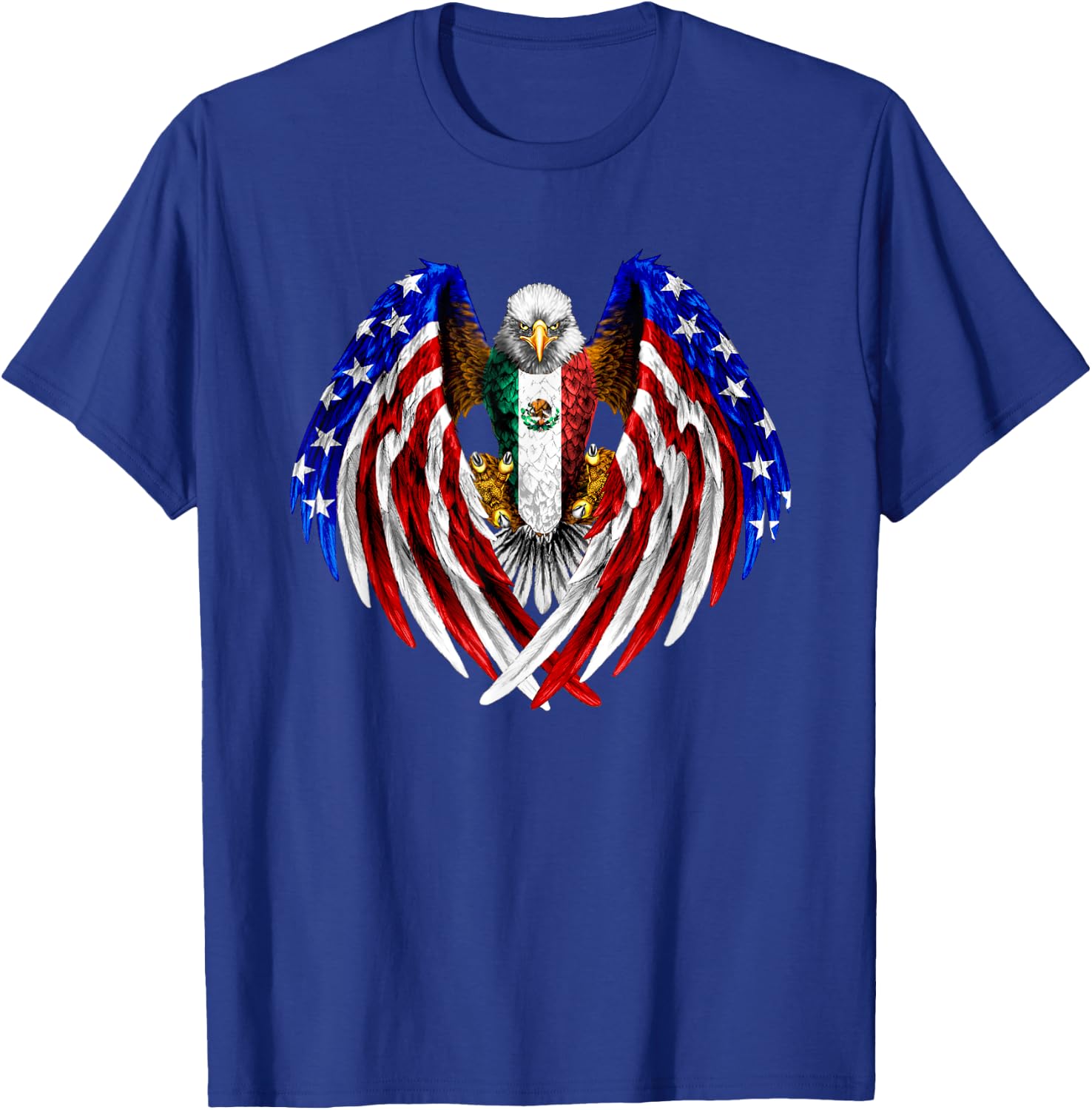 Mexican American Mexico USA Flag Eagle T-Shirt - T-Shirt | Royal