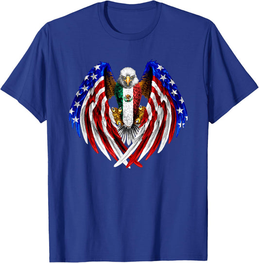 Mexican American Mexico USA Flag Eagle T-Shirt - T-Shirt | Royal