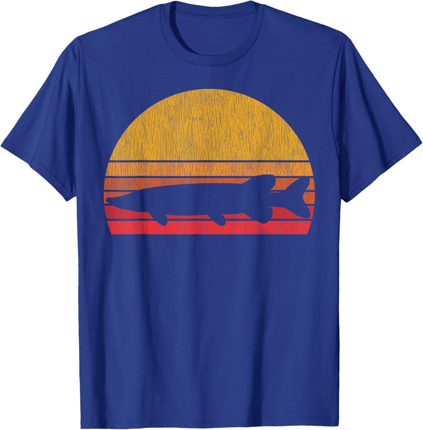 Northern Pike Retro Fishing Outline Fisherman Gift T-Shirt - T-Shirt | Royal