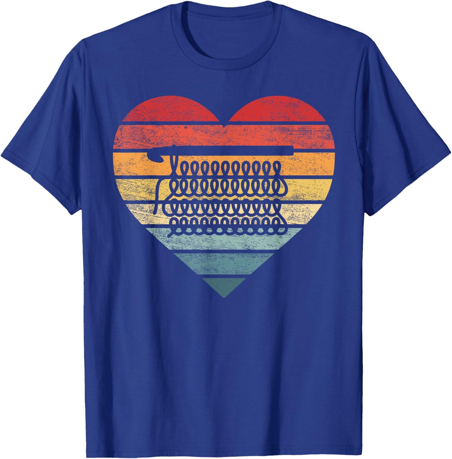 Crochet Lovers Gifts Retro Sunset Hook Crocheter Crocheting T-Shirt - T-Shirt | Royal