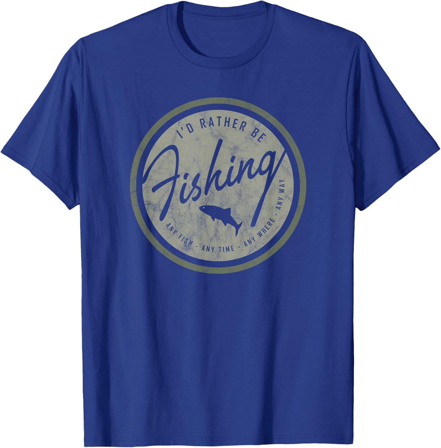 River Monkey -Adults Kids Retro Distressed Olive on Dark Fishing Small Black Short Sleeve T-Shirt - T-Shirt | Royal