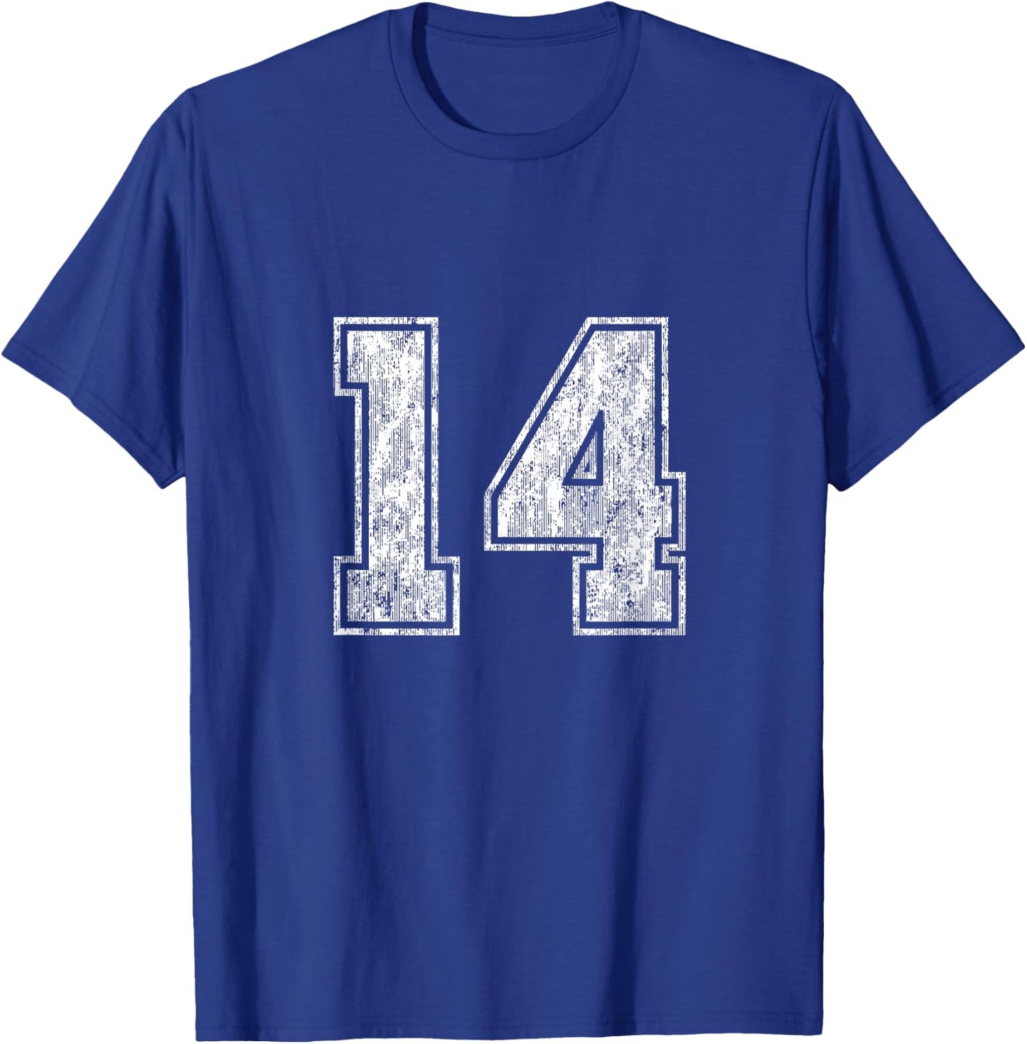 Number 14 Vintage Fourteen Sports Design T-Shirt - T-Shirt | Royal