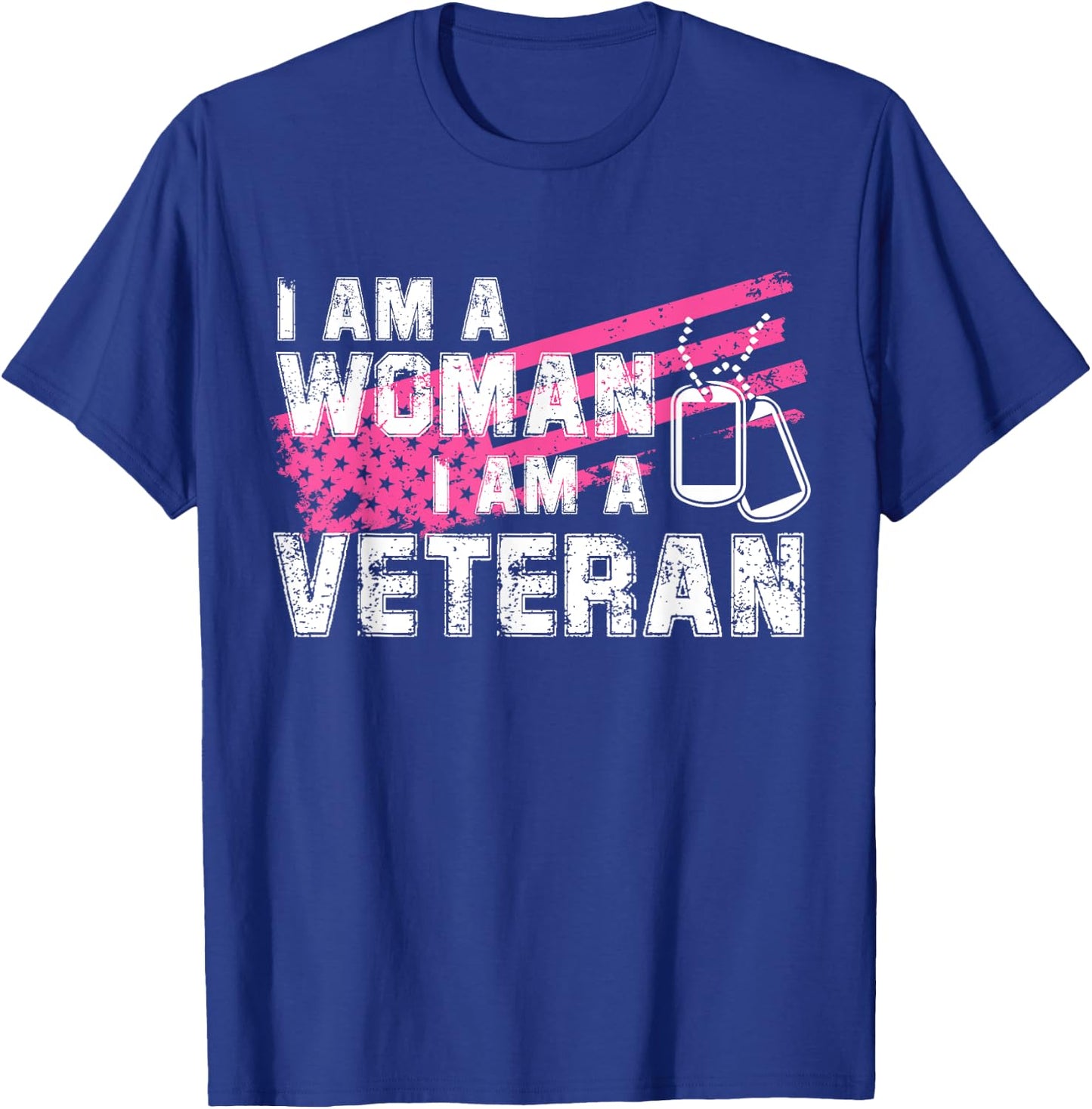 Veteran Female Pink USA Flag Veterans Day Memorial Military T-Shirt - T-Shirt | Royal