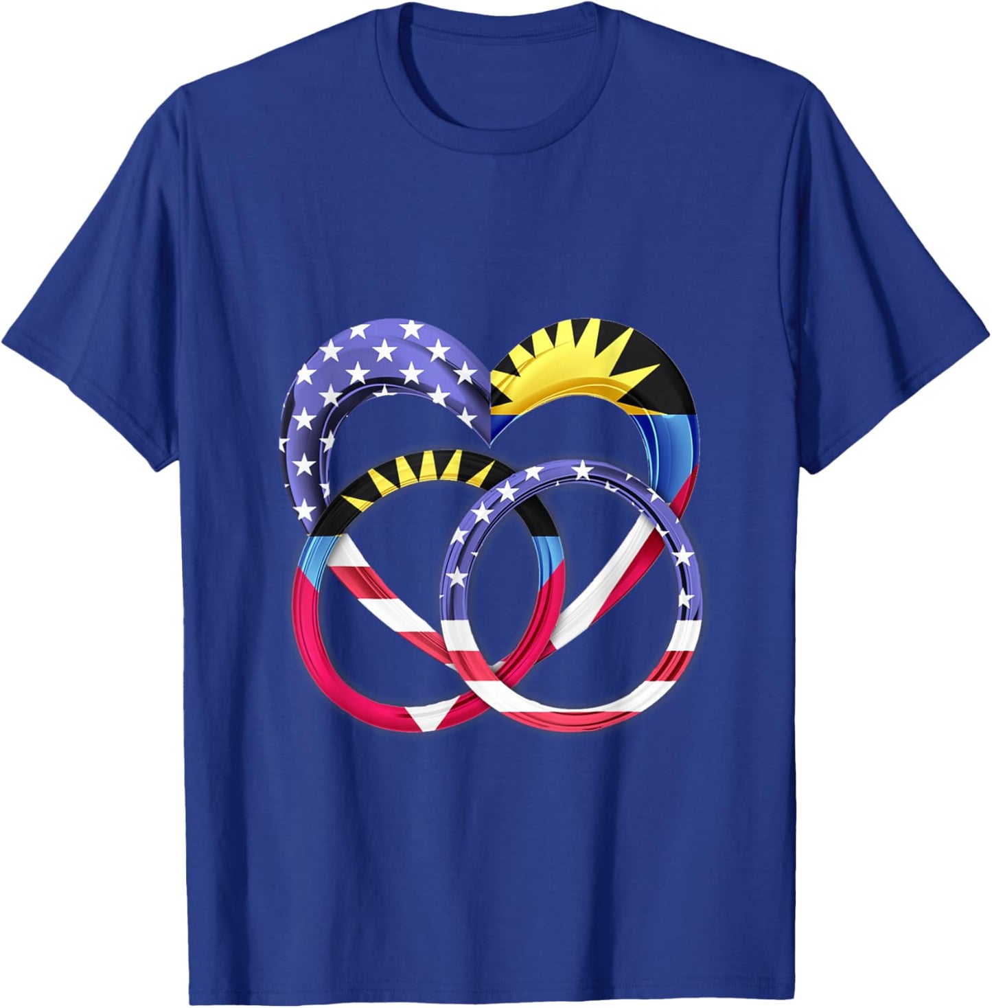 American Flag Heart Wedding Rings Marriage Antigua T-Shirt - T-Shirt | Royal