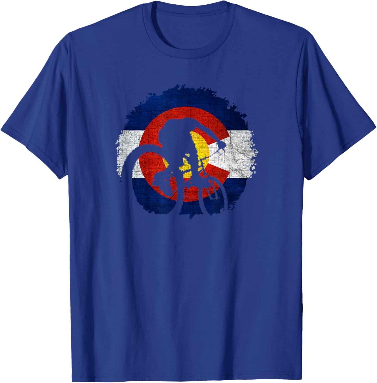 Colorado Mountain Biking, Cycling, Bicycle T-Shirt - T-Shirt | Royal