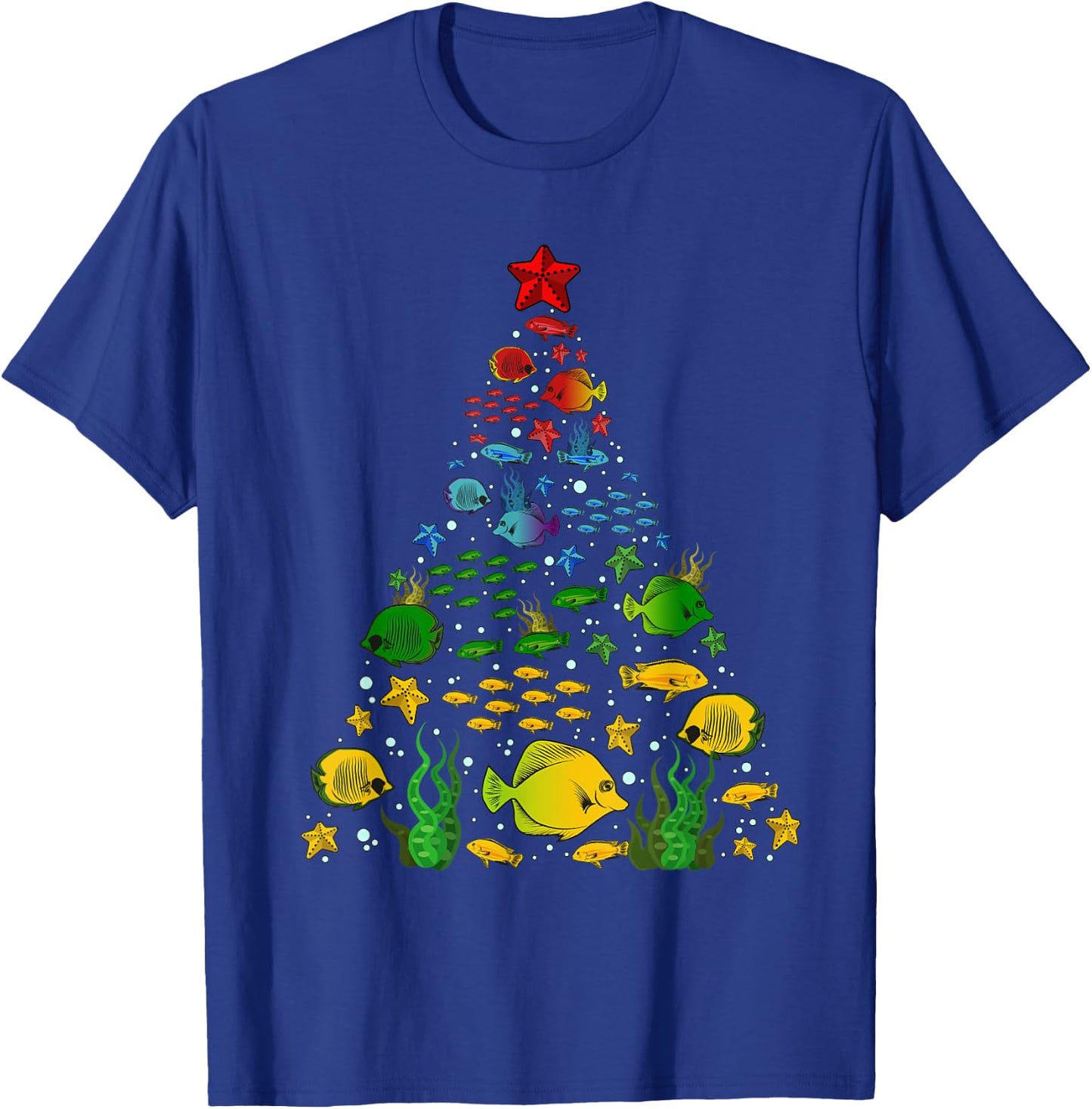 Fish Lovers Sea Beach Aquatic Christmas Tree Xmas Decor T-Shirt - T-Shirt | Royal