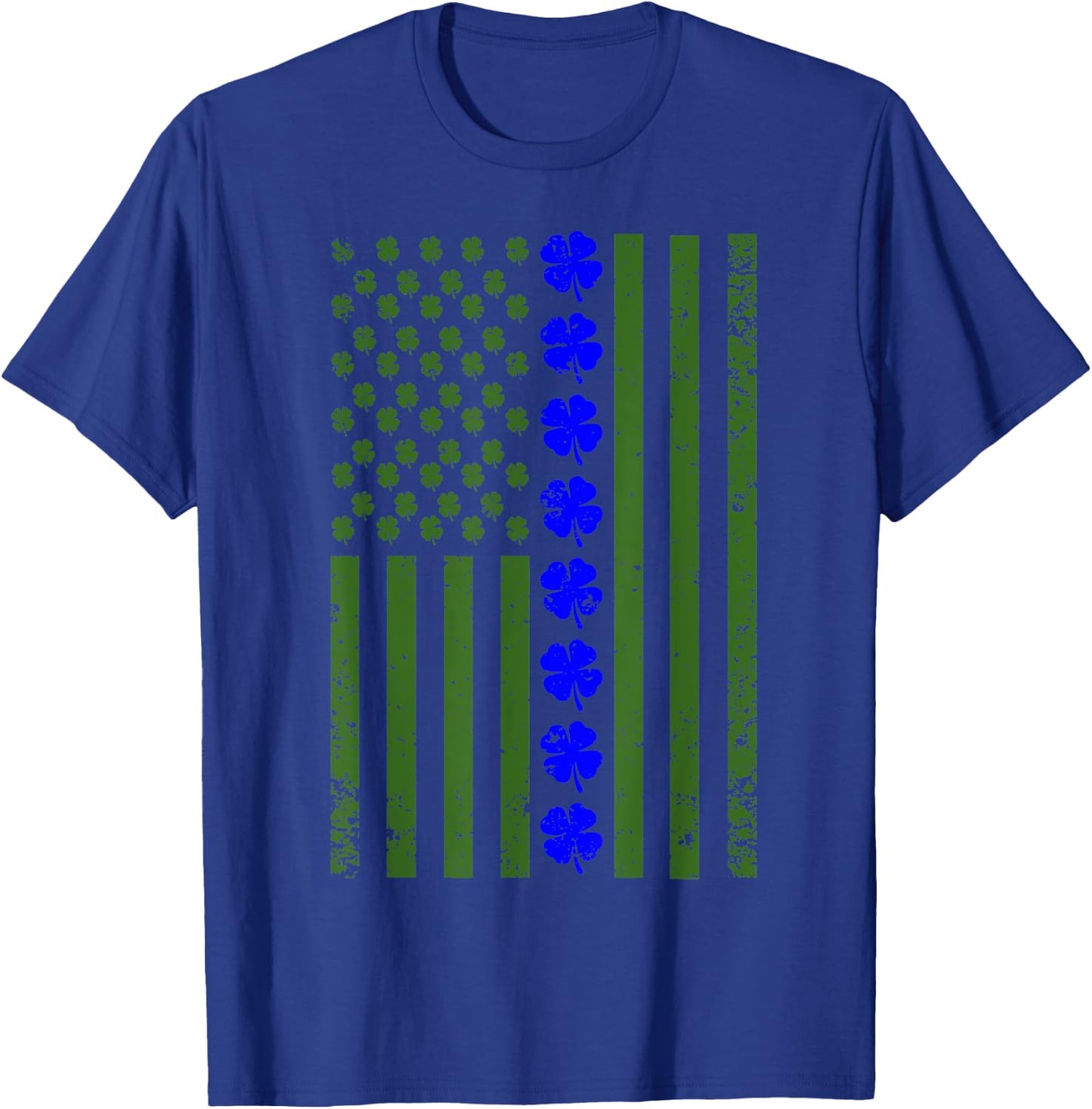 Thin Blue Line Flag Irish American St Patricks Day T Shirt T-Shirt - T-Shirt | Royal