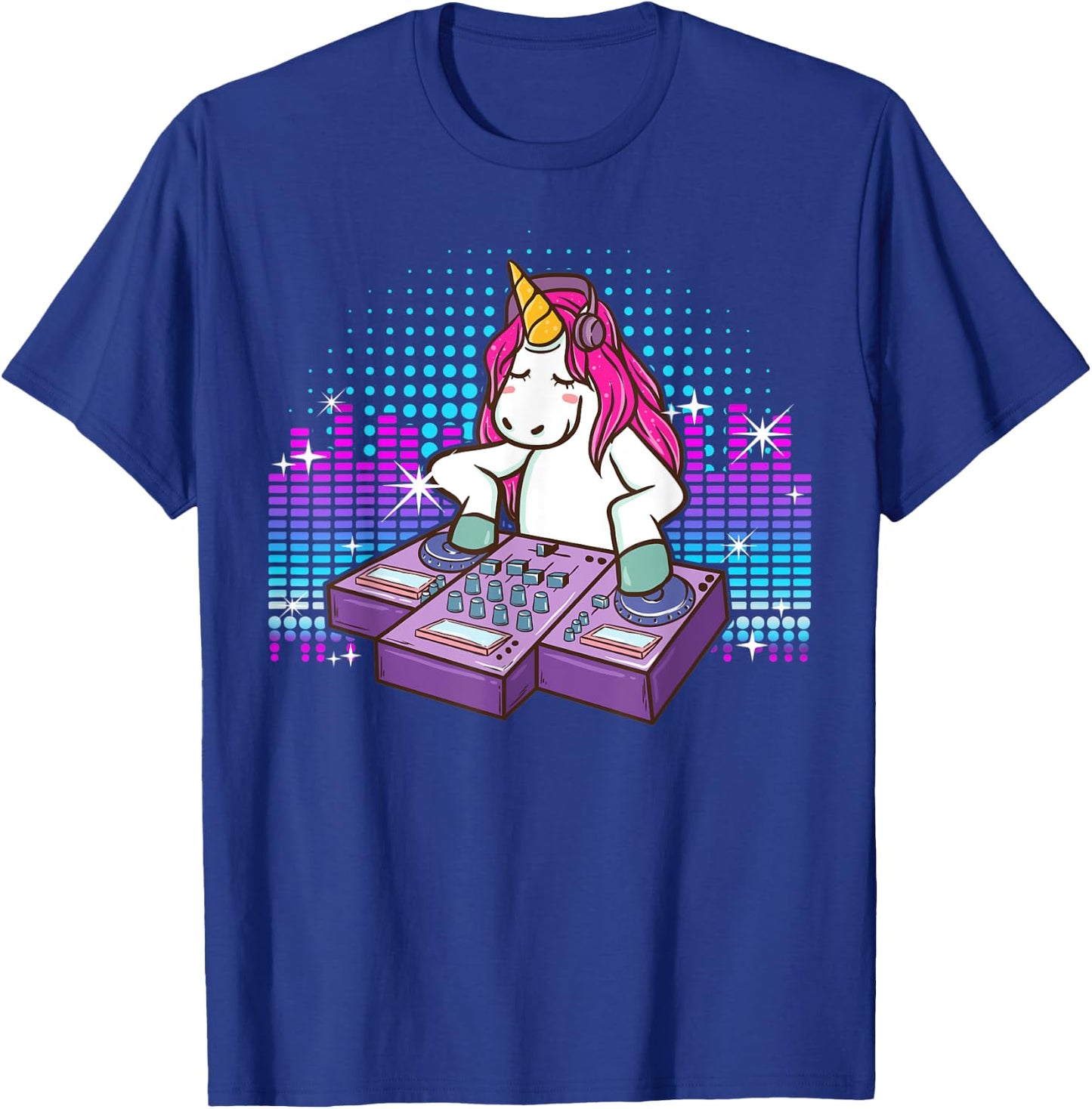Fun DJ Shirt Unicorn T Shirts DJ Turntable Shirt Rave Shirt T-Shirt - T-Shirt | Royal