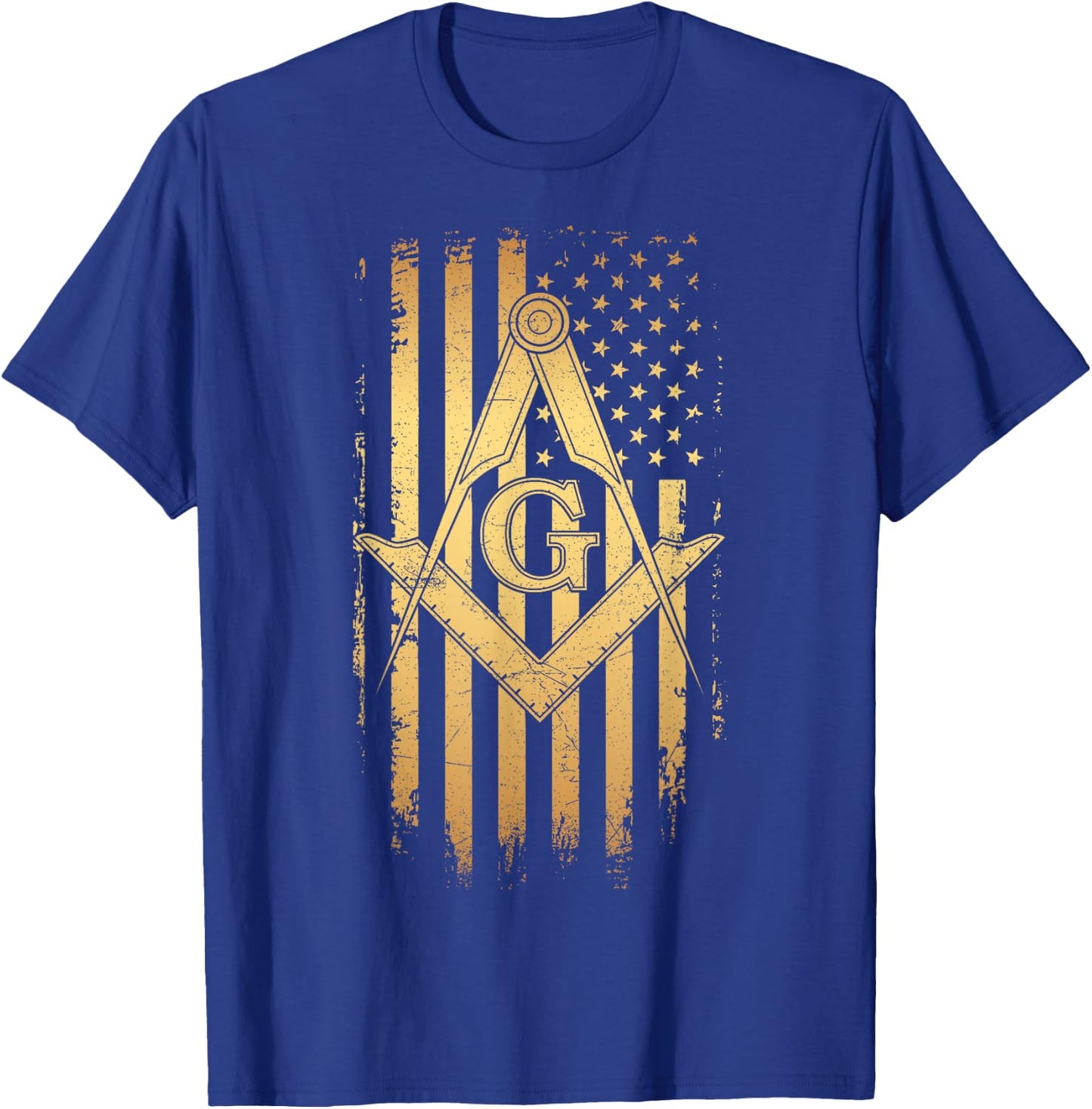 Masonic American Flag Square and Compass - Freemason T-Shirt - T-Shirt | Royal