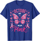 In October We Wear Pink Butterfly Breast Cancer Awareness T-Shirt - T-Shirt | Royal