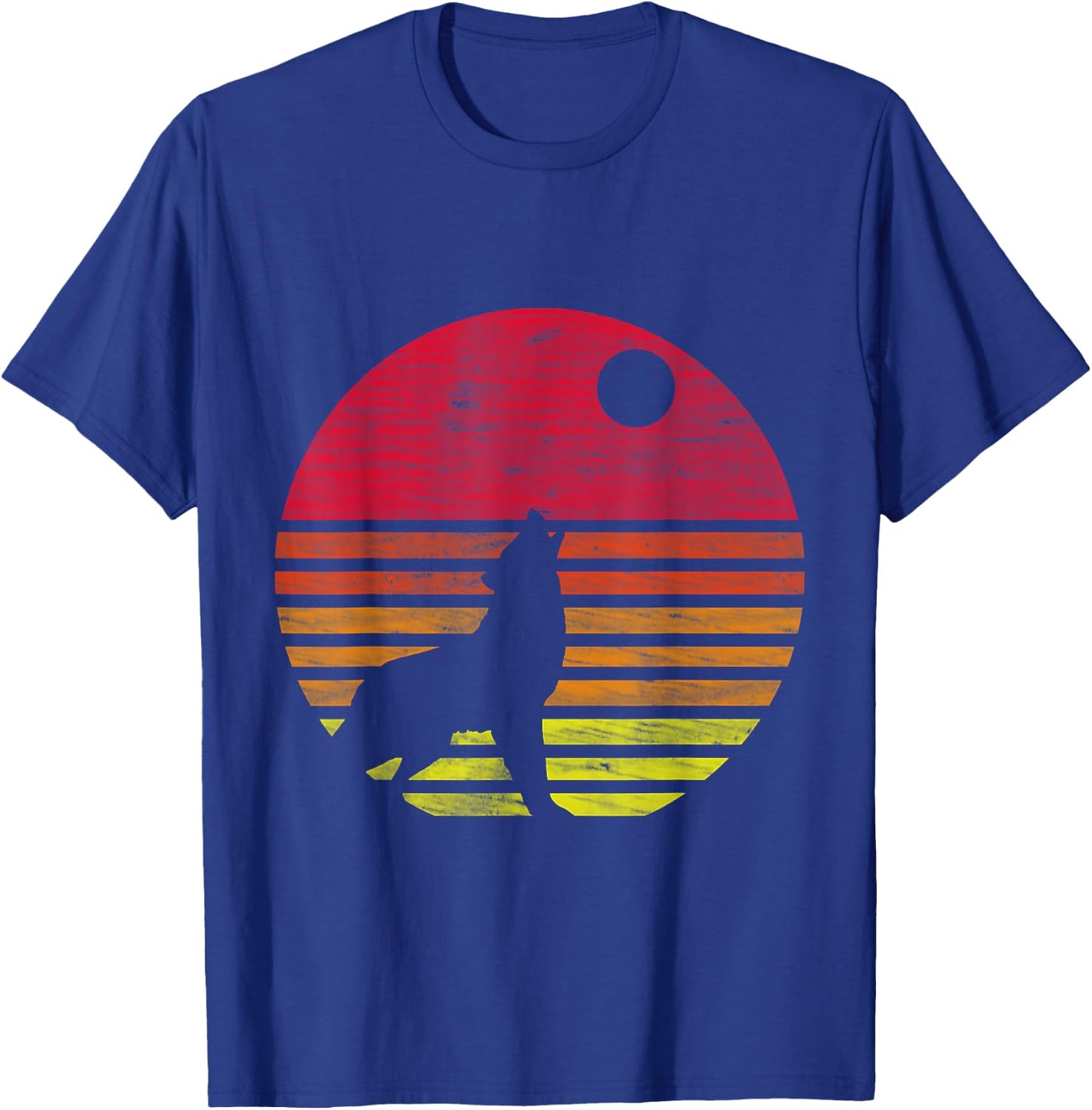 Retro Wolf Howling at The Moon T-Shirt - T-Shirt | Royal