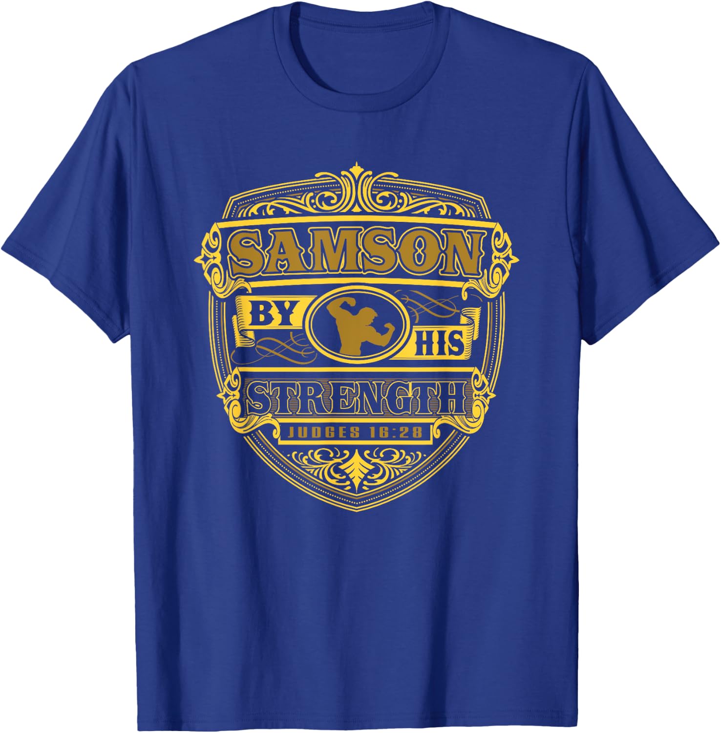 Jesus Shirt - Samson By His Strength T-Shirt - T-Shirt | Royal