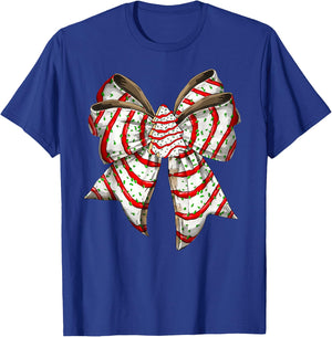 Coquette Bow Christmas Tree Cake Christmas Vibes Girls Women T-Shirt - T-Shirt | Royal