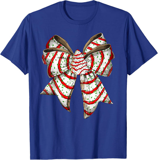 Coquette Bow Christmas Tree Cake Christmas Vibes Girls Women T-Shirt - T-Shirt | Royal