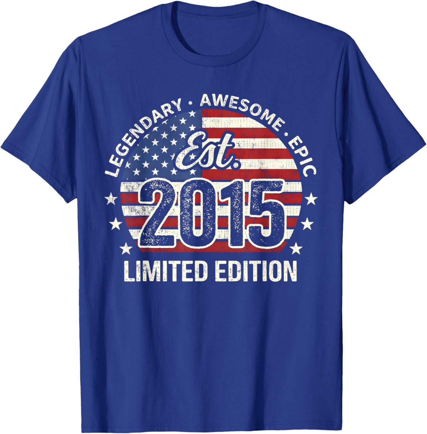 11th Birthday 11yr Men Vintage 2015 11 Years Old USA Flag T-Shirt - T-Shirt | Royal