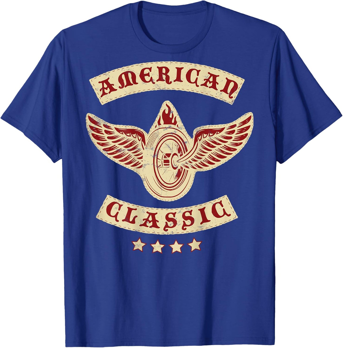 American Classic Motorcycle MC Biker T Shirt (Art on Back) T-Shirt - T-Shirt | Royal