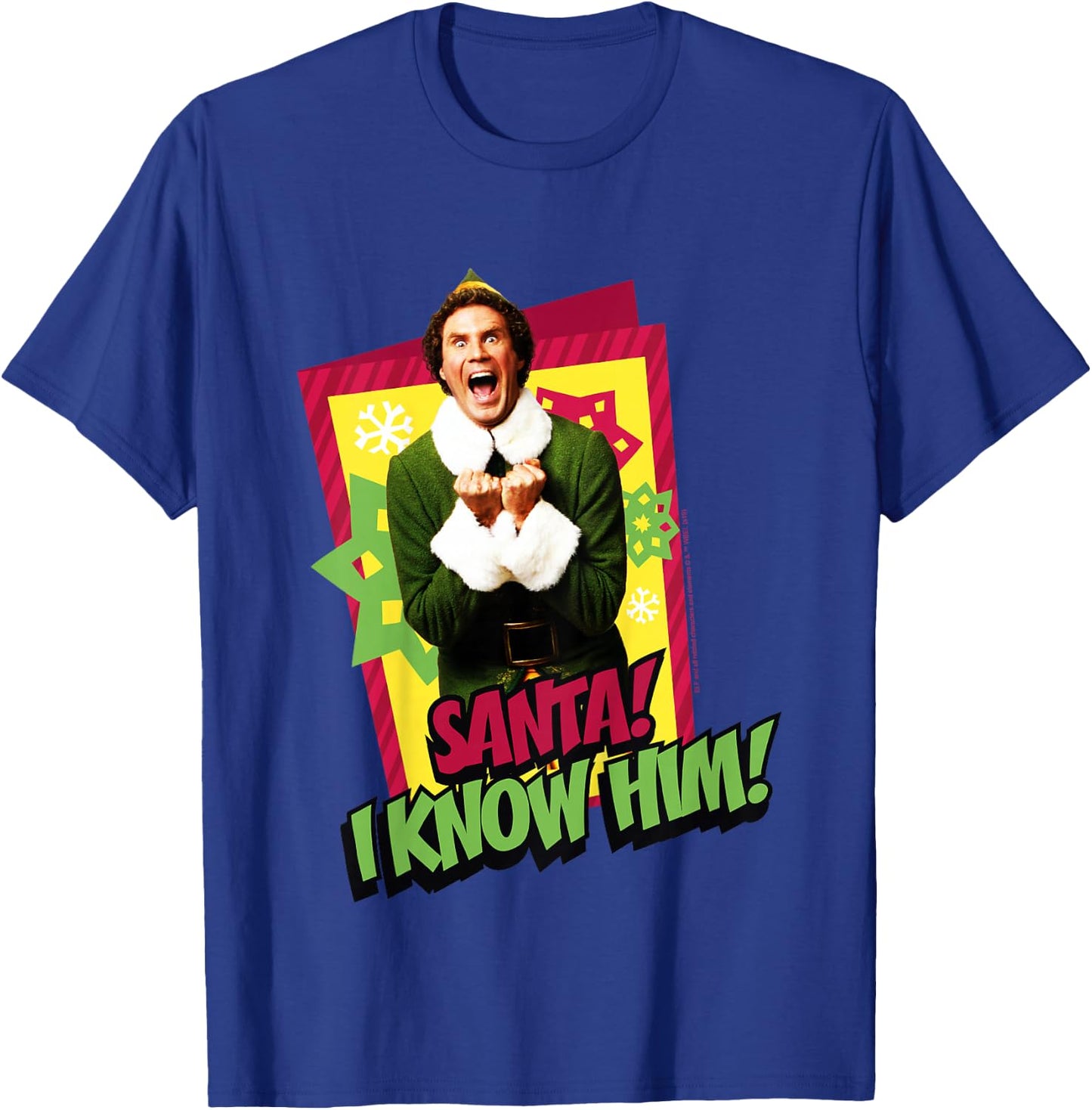 Kids Elf Buddy I Know Santa Bold Text Poster T-Shirt - T-Shirt | Royal