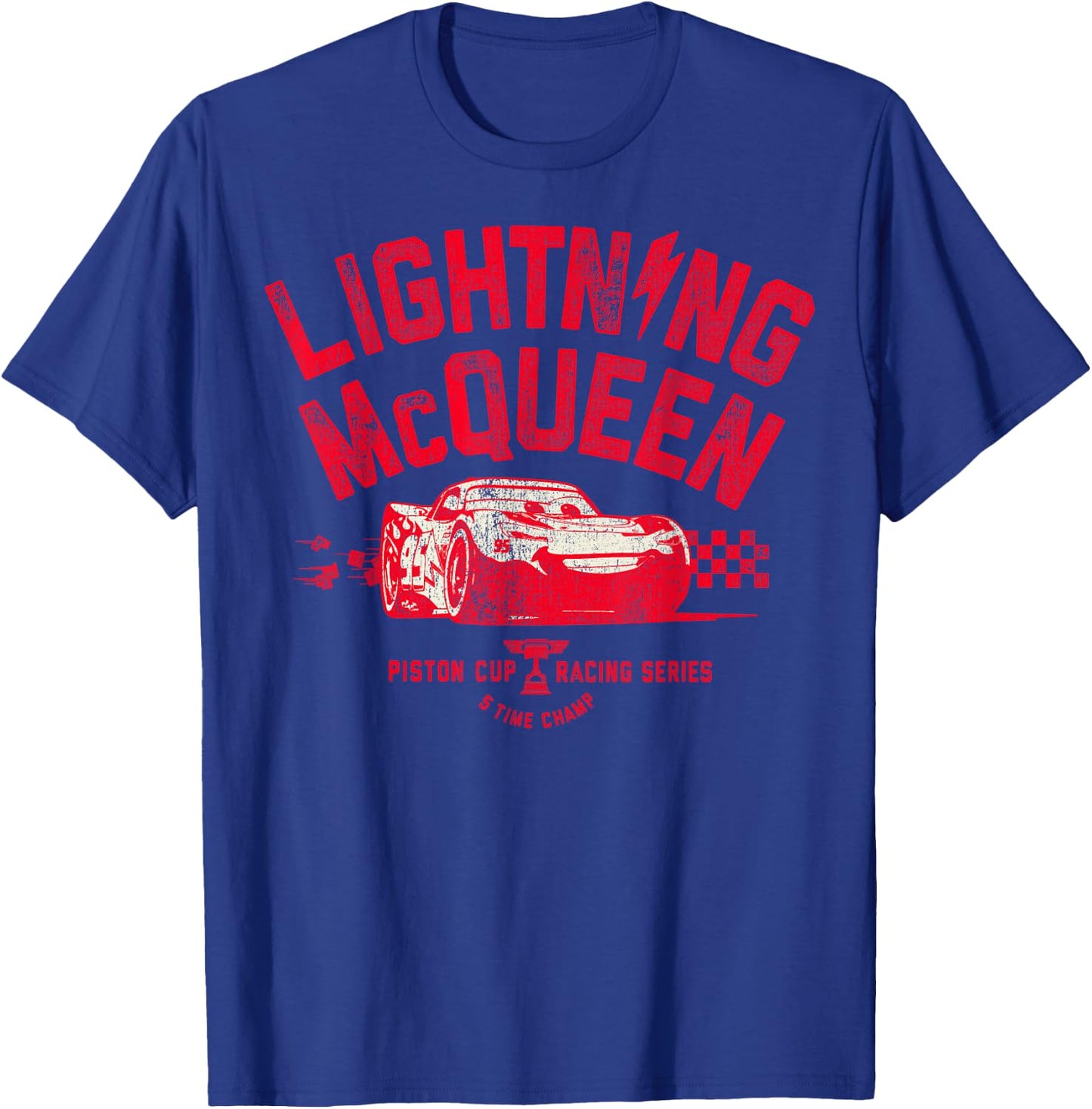 Disney Pixar Cars 3 Lightning McQueen Racing Vintage Badge T-Shirt - T-Shirt | Royal